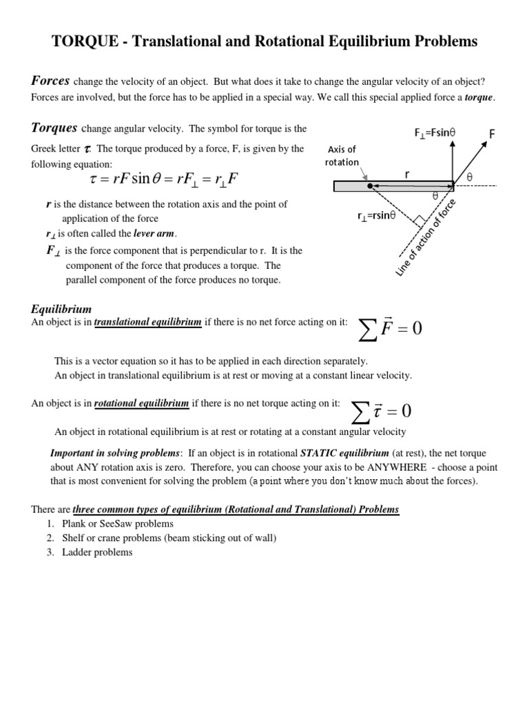 Torque & Equilibrium Problems | PDF | Torque | Rotation Around A Fixed Axis