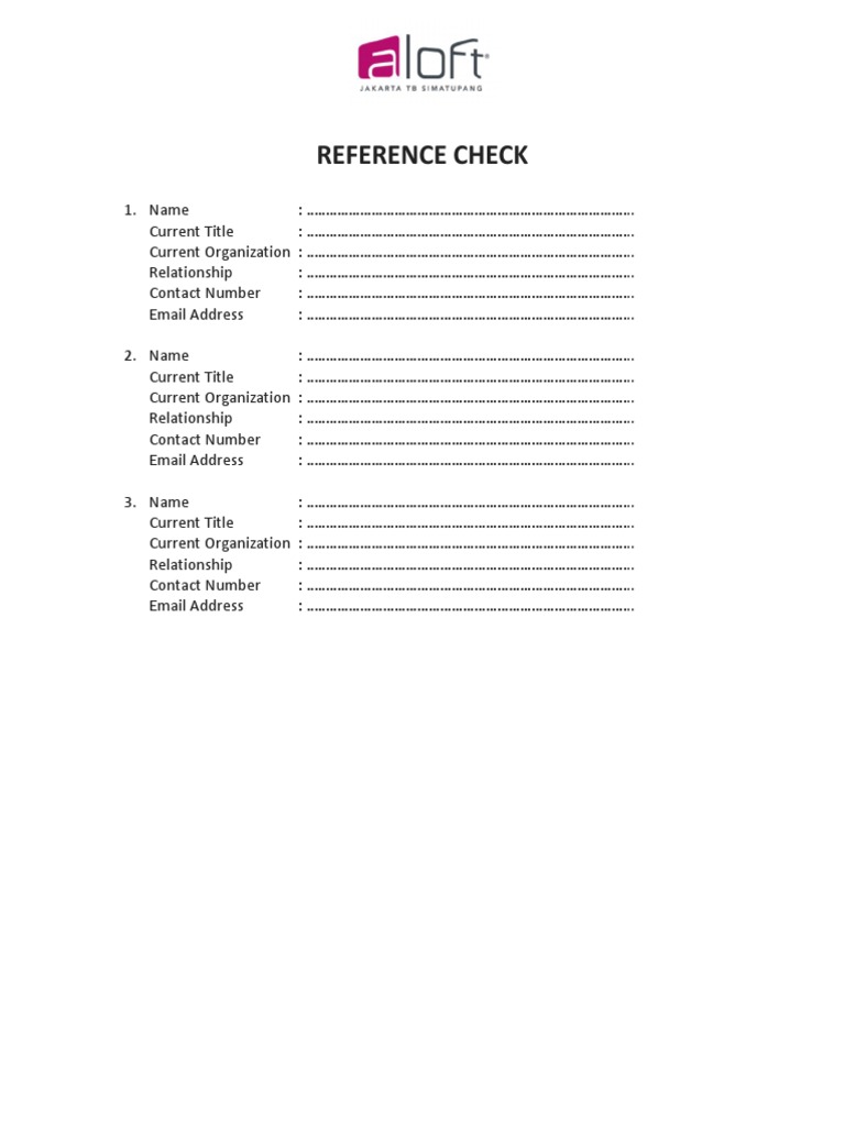 Reference Check Template Form | PDF | Career & Growth | Self-Improvement