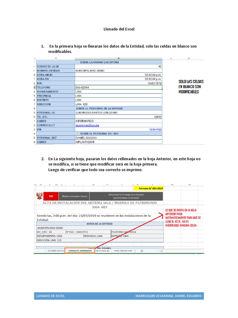 Guía para Llenado de Excel MEF | PDF