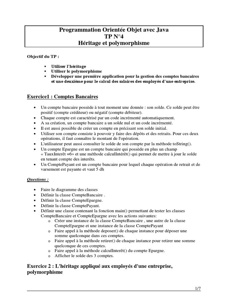 Héritage et Polymorphisme en Java | PDF | Classe (informatique ...