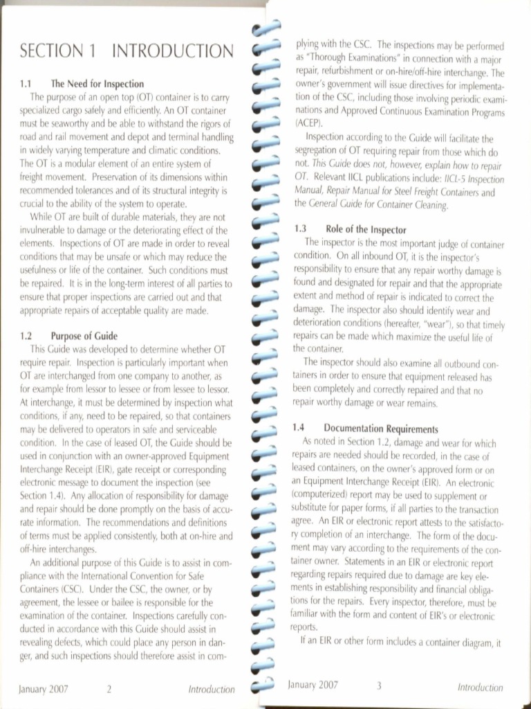 Guid For Open Top Container (Equipment Inspection) PDF PDF Door Lease