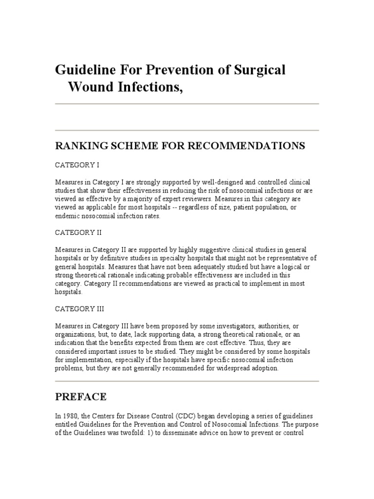 Photo inspiration: Picture Idea: Guideline For Prevention Of Surgical Wound Infections Pdf