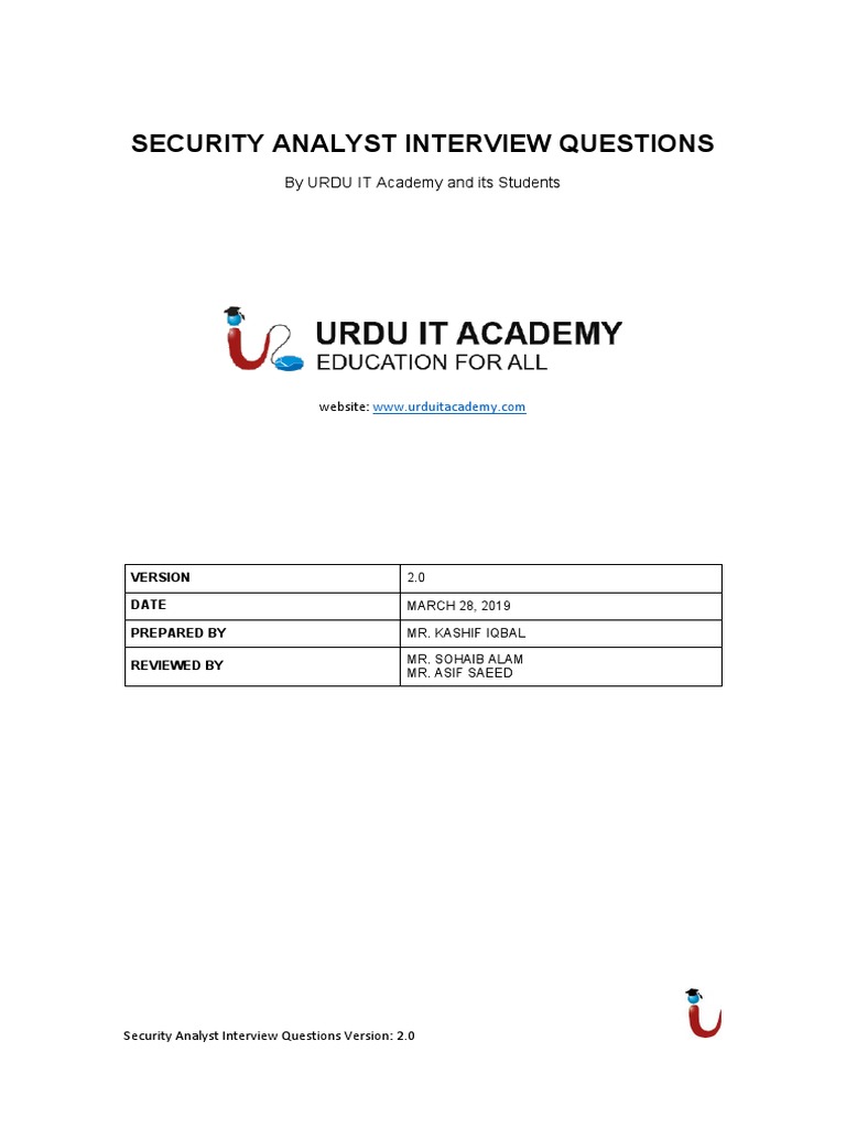 Security Analyst Interview Questions Guide | PDF | Penetration Test ...