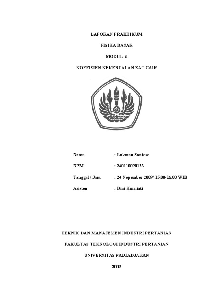Laporan Praktikum Fisika Koefisien Zat Cair