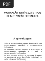 MOTIVAÇÃO INTRÍNSECA E TIPOS DE MOTIVAÇÃO EXTRÍNSECA