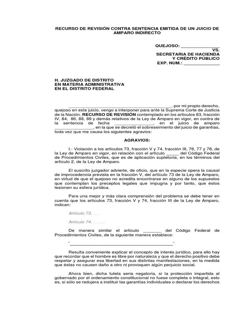 Recurso de Revisión en Amparo Indirecto | PDF | Caso de ley | Impuestos