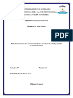 La Importancia de La Comunicación Efectiva Como Factor de Calidad y Seguridad en La Atención Médica.