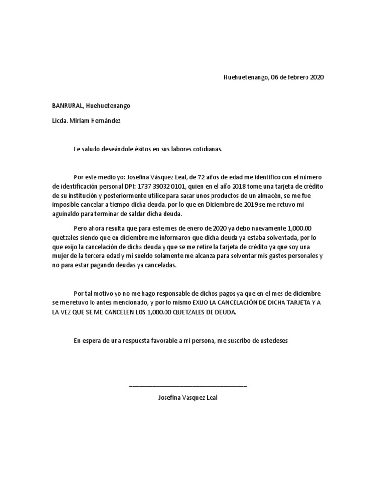 CARTA DE RECLAMO