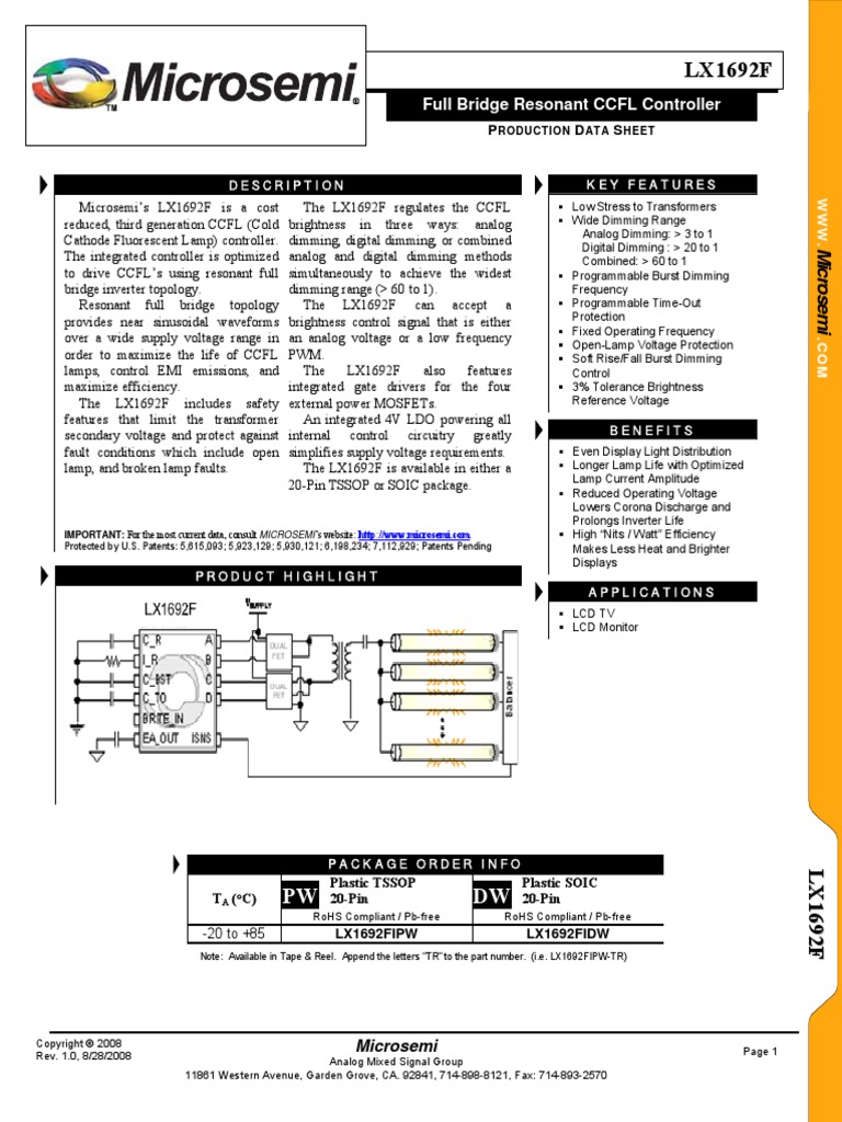 datasheet Fluorescent Lamp