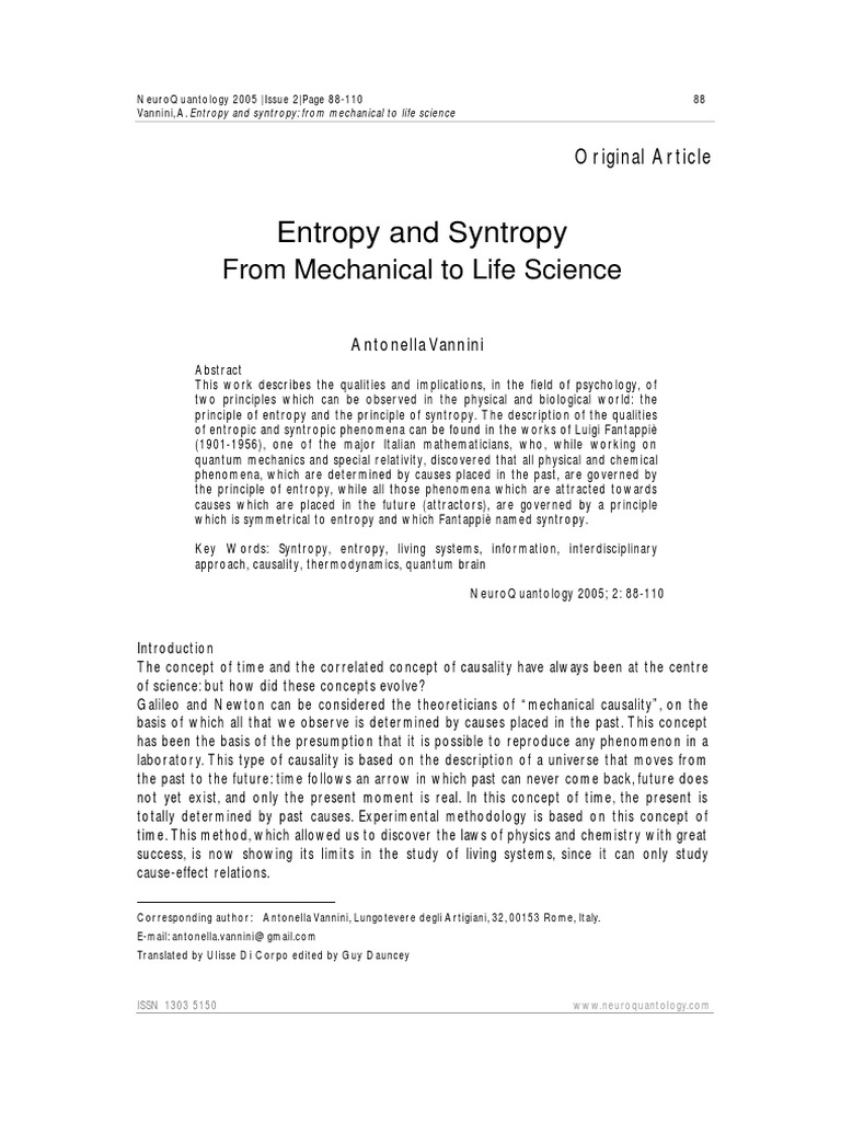 Entropy and Syntropy in Life Science | PDF | Entropy | Heliocentrism