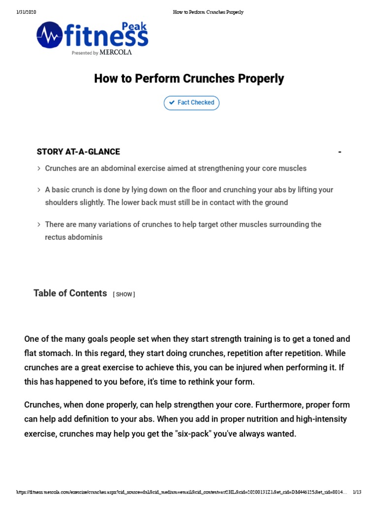 Proper Crunches: Form and Techniques | PDF | Physical Fitness | Abdomen