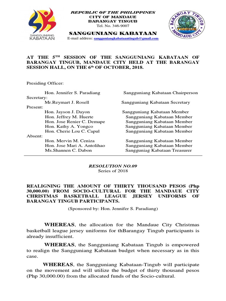 SK Resolution for Basketball Jerseys | PDF | Economy Of The Philippines ...