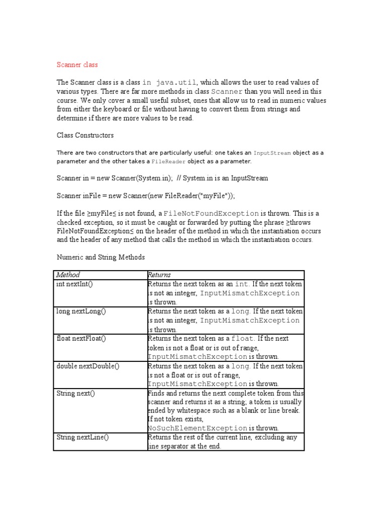Scanner Class: in Java - Util Scanner | PDF | Boolean Data Type | Data Type