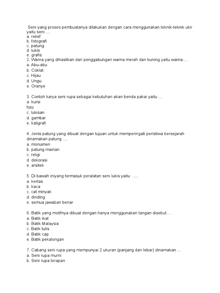 Gaya Seni Rupa Yang Tergolong Respensiatif Adalah Soal Kita