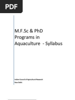 M.F.SC & PHD Programs in Aquaculture - Syllabus: Indian Council of Agricultural Research New Delhi