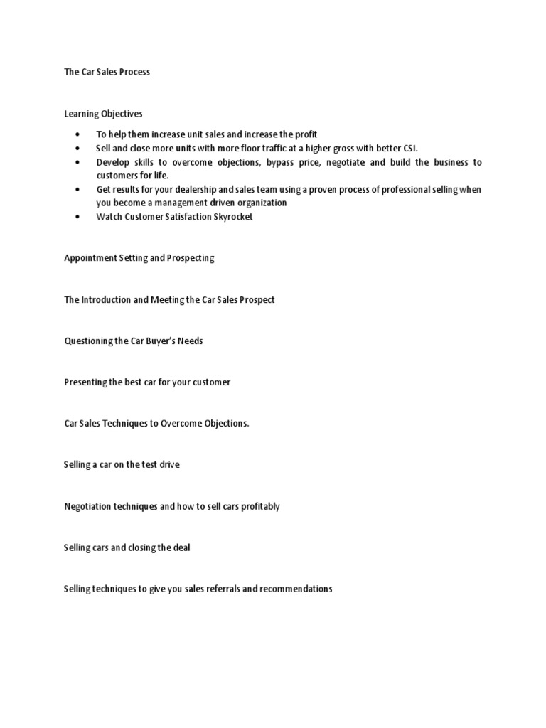 The Car Sales Process Pdf