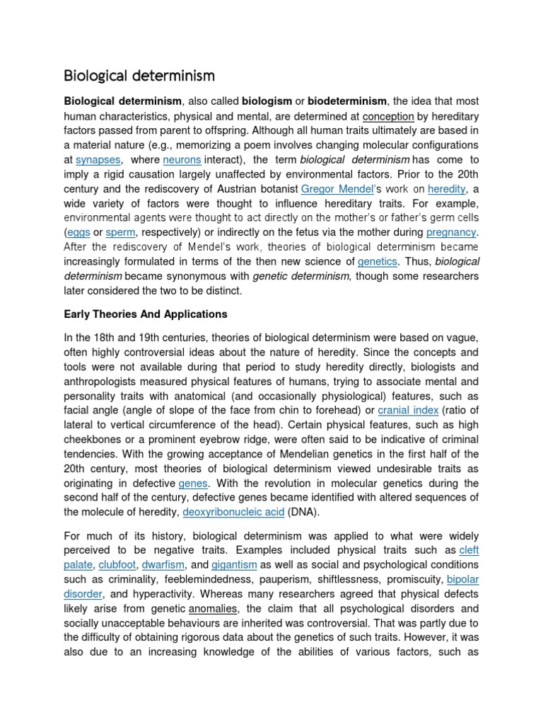 Understanding Biological Determinism | PDF | Heredity | Eugenics