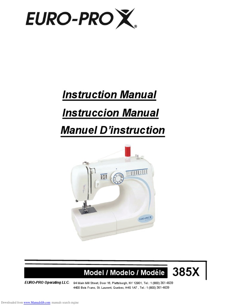 EuroPro Sewing Machine Manual PDF PDF Sewing Machine Textiles