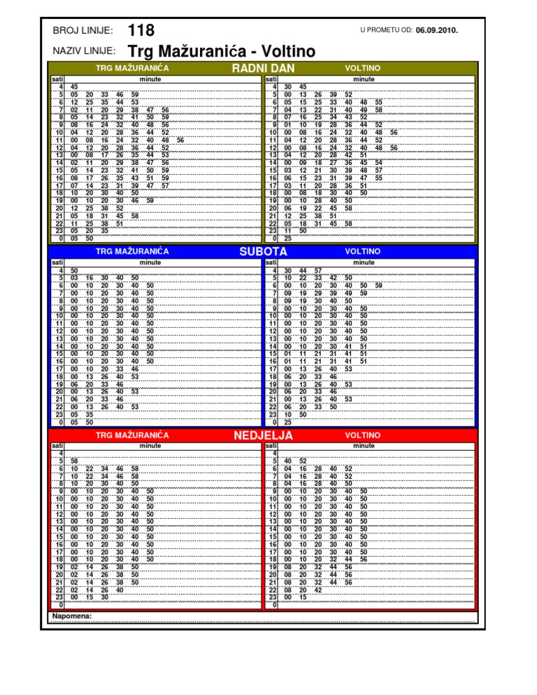 Bus Schedule for Line 118 | PDF