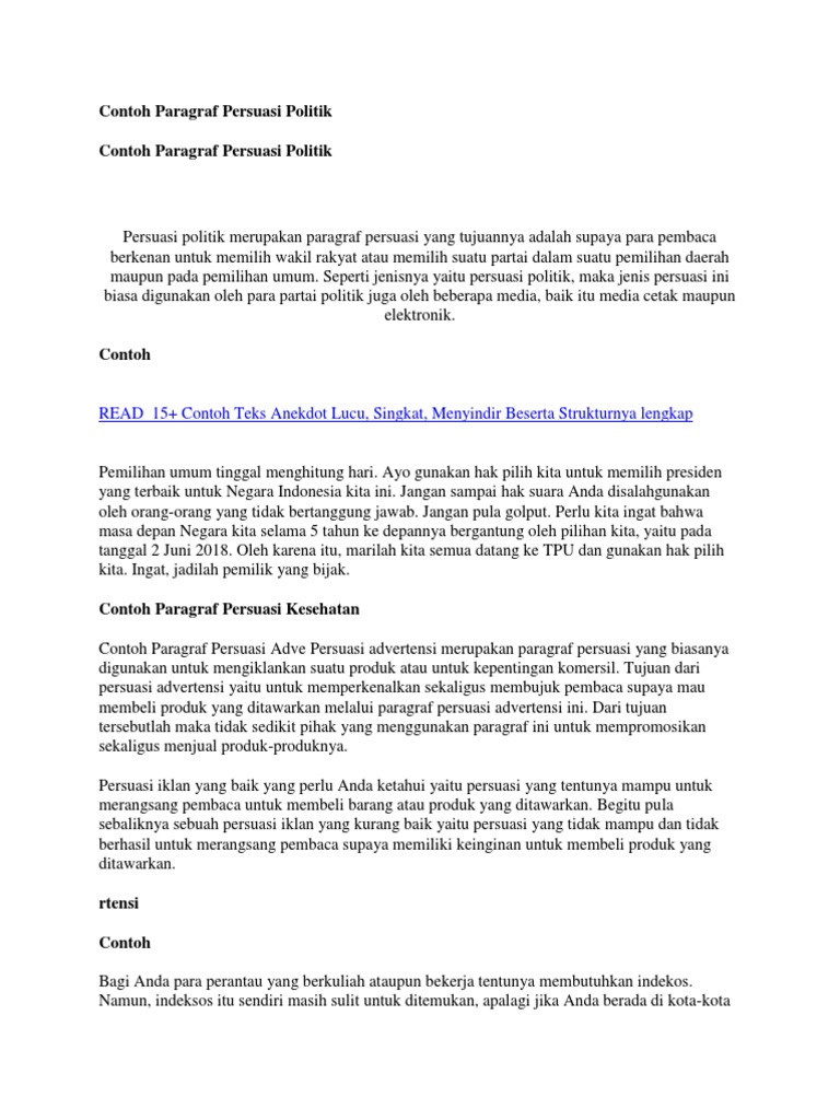 Contoh Paragraf Persuasi Politik | PDF