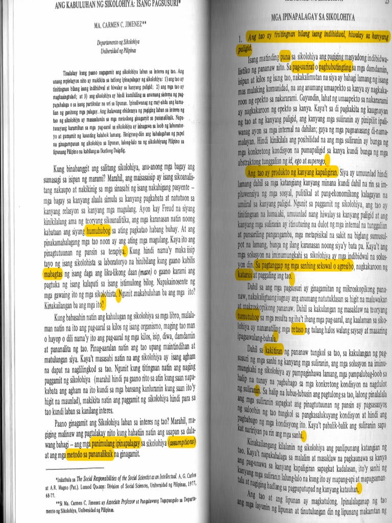 Ang Kabuluhan Ng Sikolohiya C Jimenez Pdf