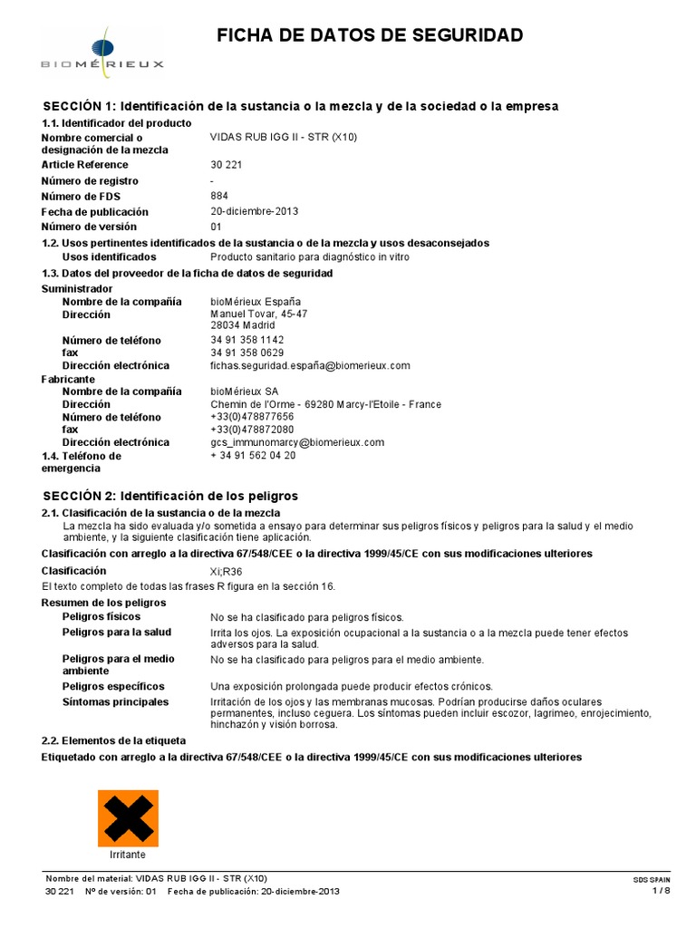 MSDS Europe - 884 - 01 - Es - 30221 PDF | PDF | Química | Naturaleza