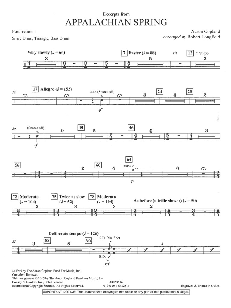 25 Percussion 1 Appalachian Spring | PDF