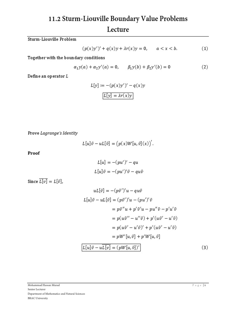 11 2 Sturm Liouville Boundary Value Problems Boundary Value Problem Calculus