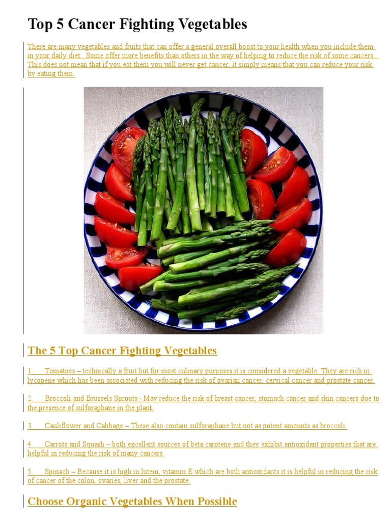 Top 5 Cancer Fighting Vegetables PDF Vegetables Cancer