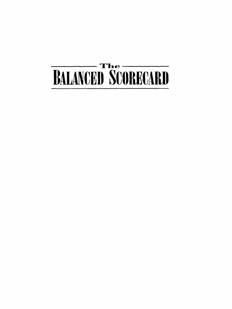 (Robert S. Kaplan, David P. Norton) The Balanced Scorecard PDF | PDF