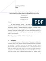 The Impact Analysis of Psychological Reliability of Population Pilot Study For Selection of Particular Reliable Multi-Choice Item Test in Foreign Language Research Work