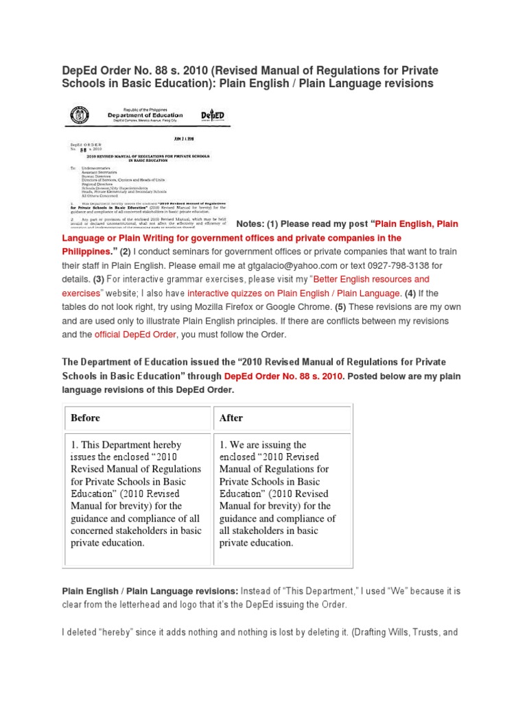 Deped Order No. 88 S. 2010 Pdf