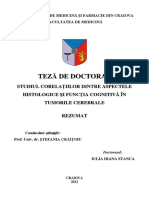 Studiul Corelatiilor Dintre Aspectele Histologice Si Functia Cognitiva in Tumorile Cerebrale