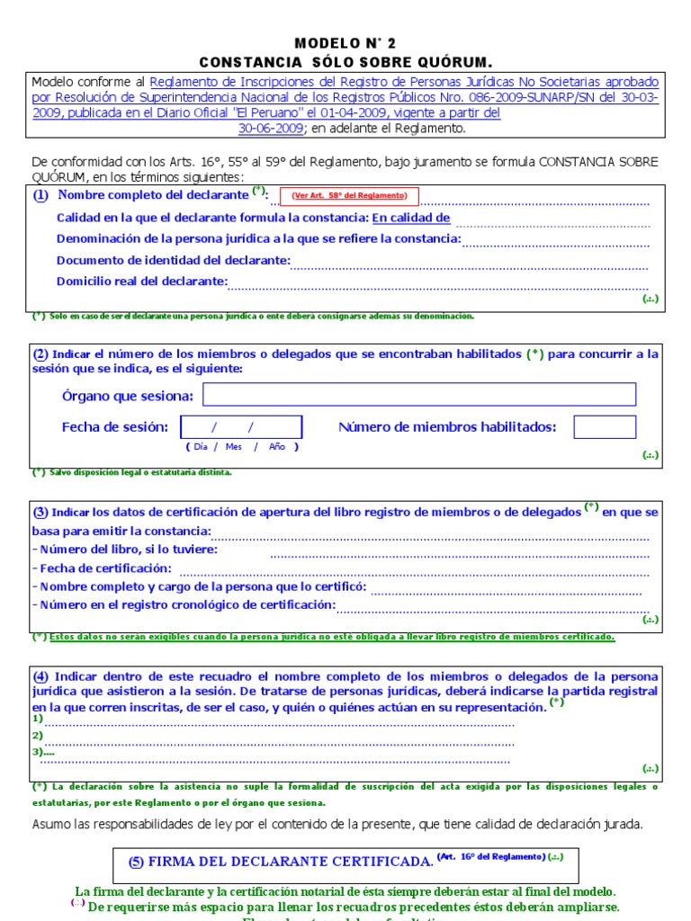 Modelo #2 de Constancia de Quórum | PDF | Quórum | Instituciones sociales