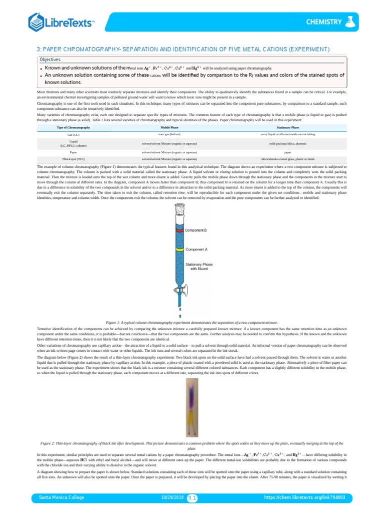 03 Paper Chromatography Separation and Identification of Five Metal Cations (Experiment) PDF