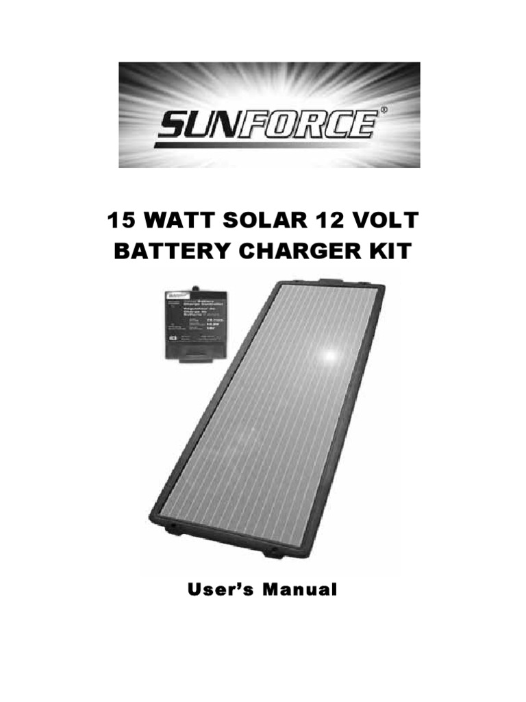 15 Watt Solar 12 Volt Battery Charger Kit User's Manual PDF
