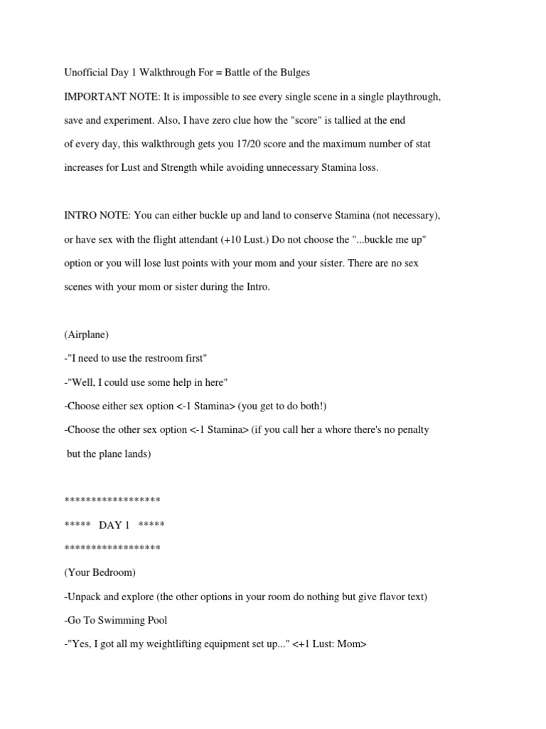 Day 1 Walkthrough: Battle of the Bulges | PDF