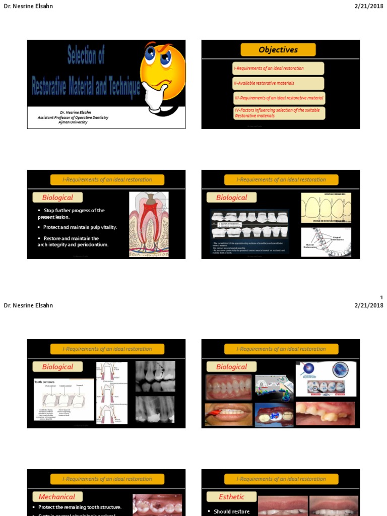 Selection of Restorative Materials and Techniques | PDF | Dental ...