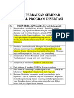 Saran Perbaikan Seminar Proposal Program Disertasi