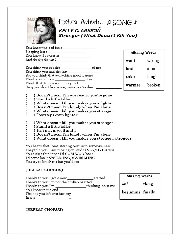 Piece by Piece- Kelly Clarkson song…: English ESL worksheets pdf & doc