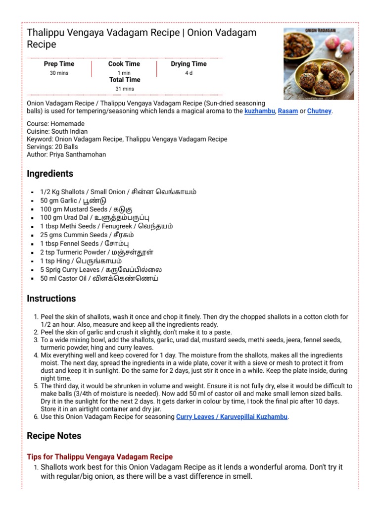 Thalippu Vengaya Vadagam Recipe Onion Vadagam Recipe ASmallBite