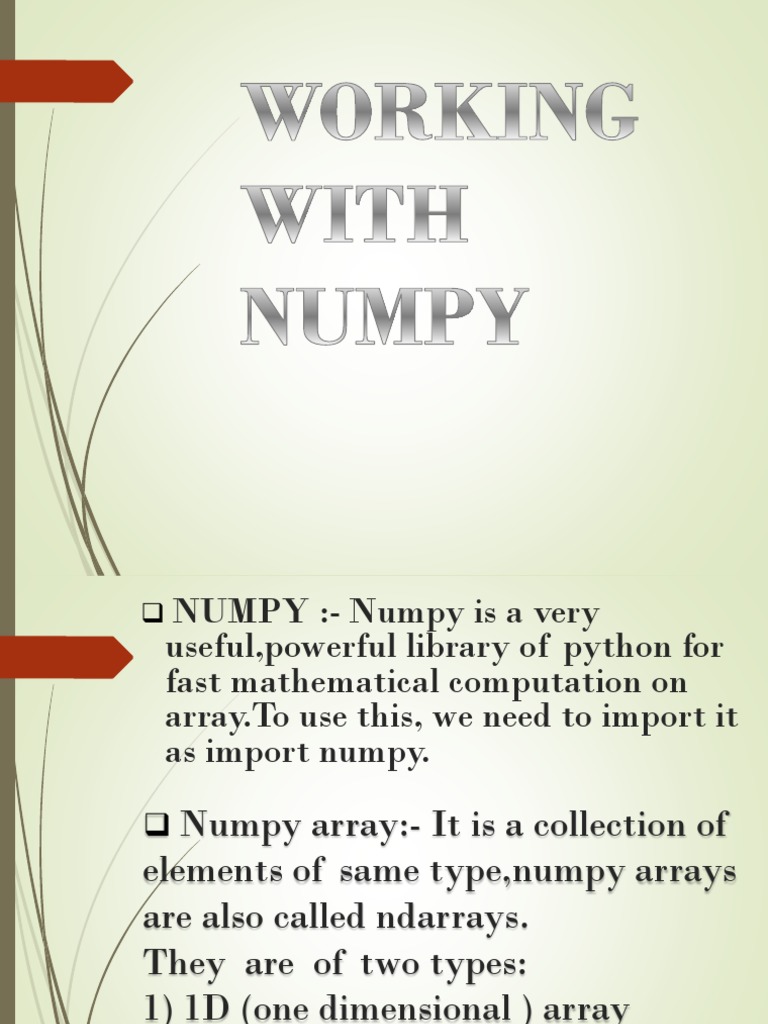 Overview of Numpy Arrays and Functions | PDF | Covariance | Array Data ...