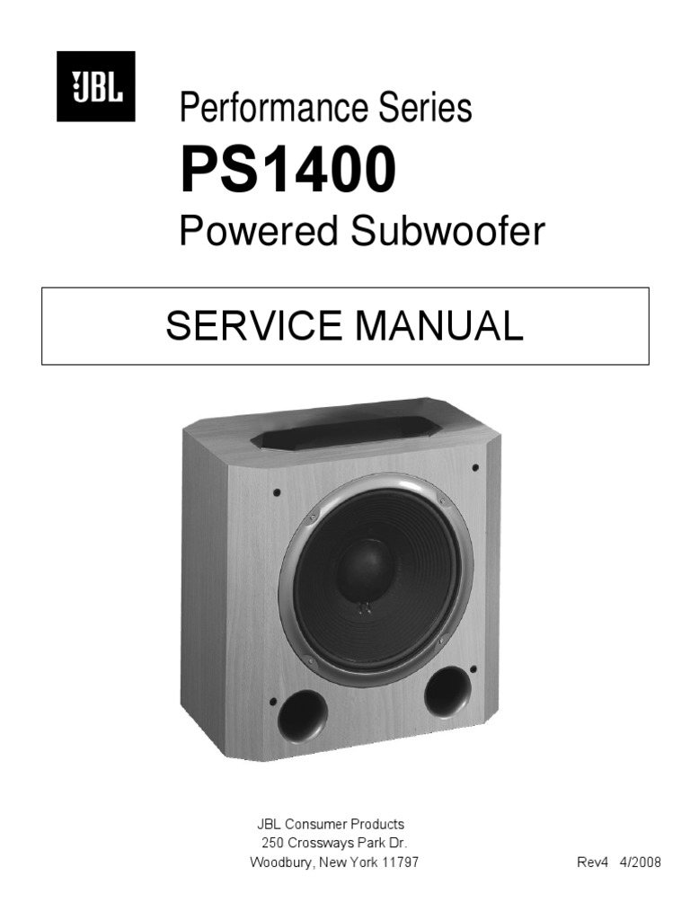 JBL PS1400 Performance Series, Subwoofer SM | PDF | Amplifier | Loudspeaker