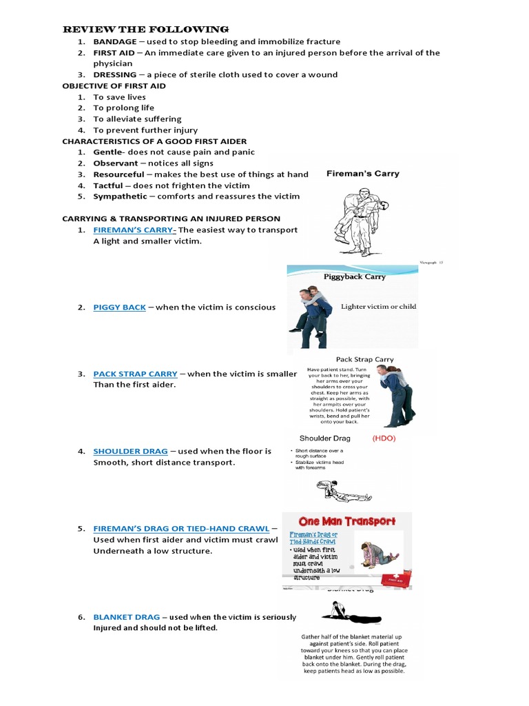First Aid Basics and Transport Techniques | PDF | First Aid | Clinical ...
