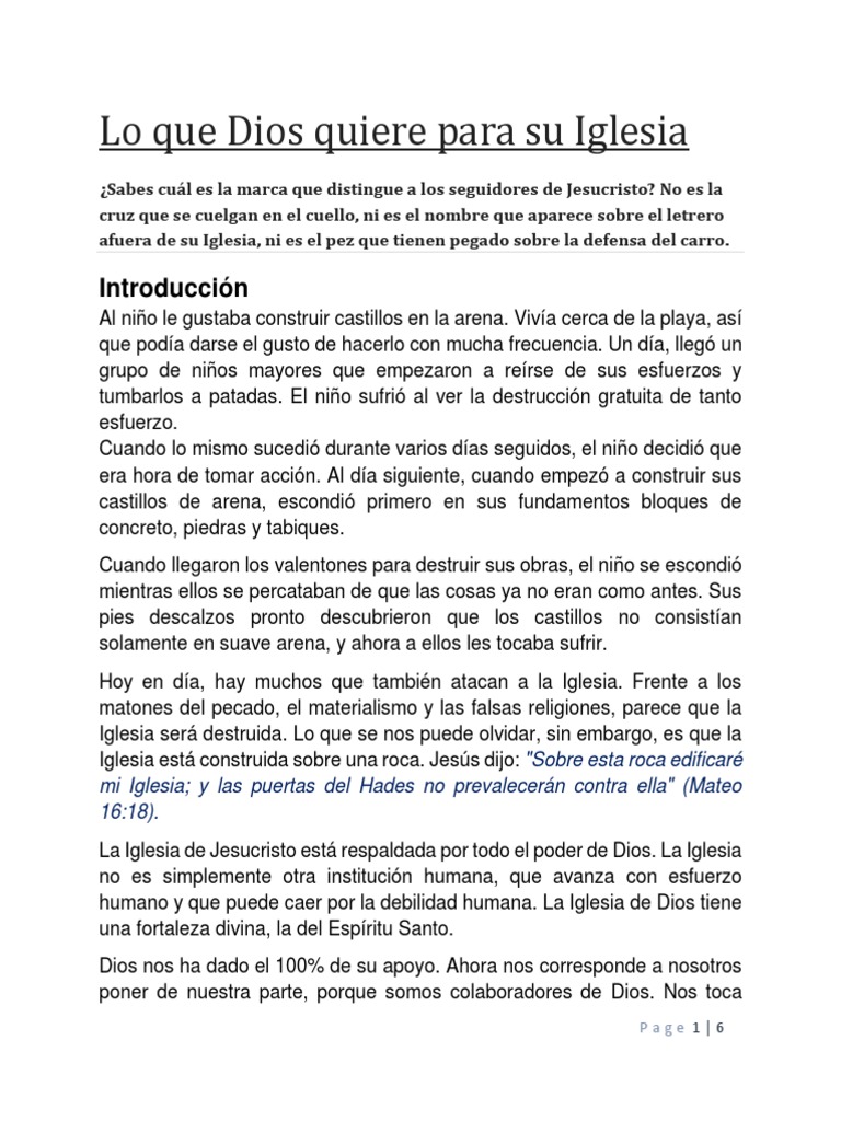 04 - Lo Que Dios Quiere para Su Iglesia | PDF | Dios | Jesús