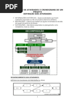 DEFINIÇÃO DE ATIVIDADES E CRONOGRAMA DE UM PROJETO