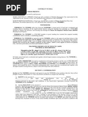 CONTRACT TO SELL- Pag Ibig Format