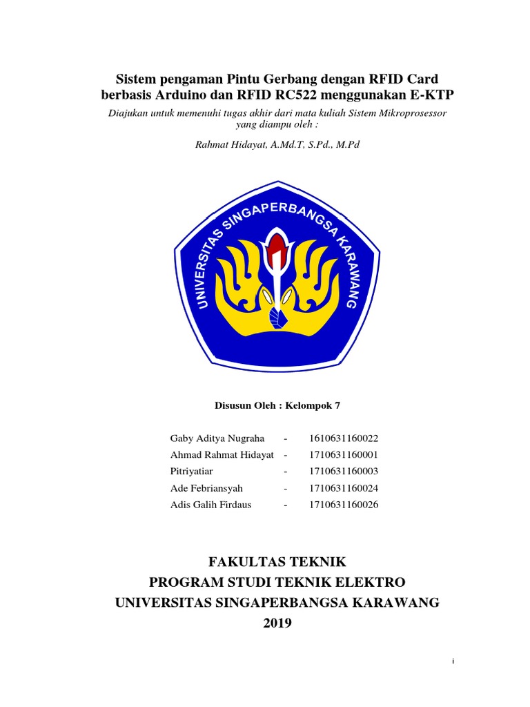 Sistem Pengaman Pintu Gerbang Dengan Rfid Card Berbasis Arduino Dan