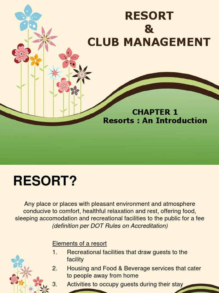 Resort and Club Management Overview | PDF | Resort | Spa