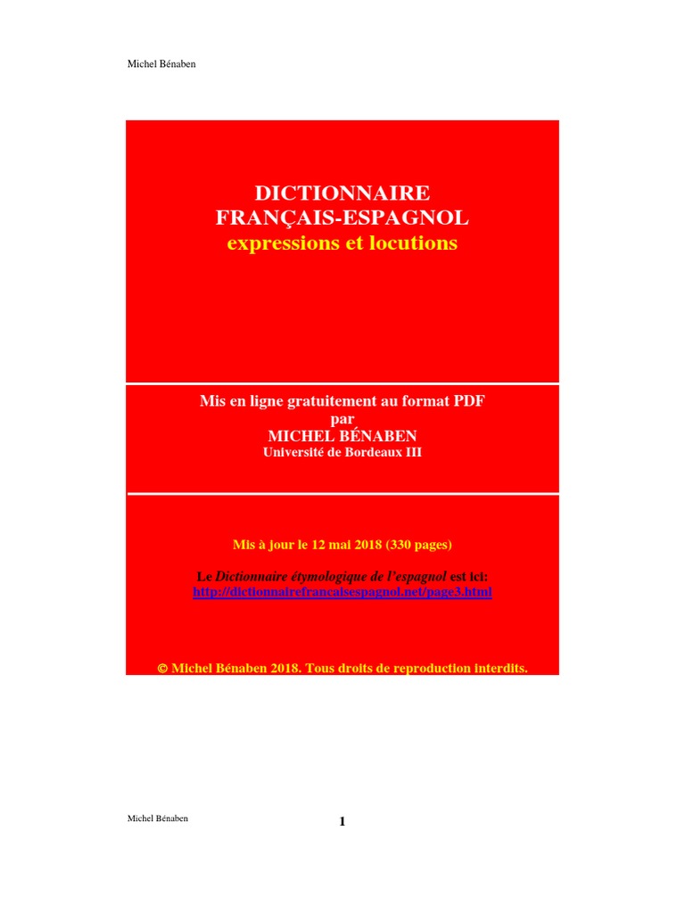 Dictionnaire Francais Espagnol PDF Dictionnaire Langues